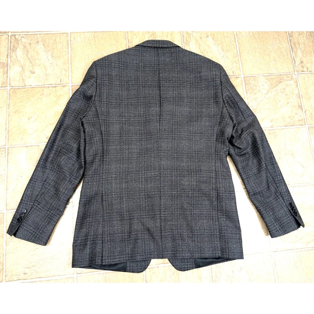 John Varvators USA sz 44L 100% Wool Blazer Jacket gray black lined 0954